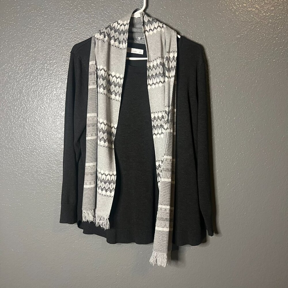 Madison & Co. Women's Black Long Sleeve Cardigan Sweater - Size L